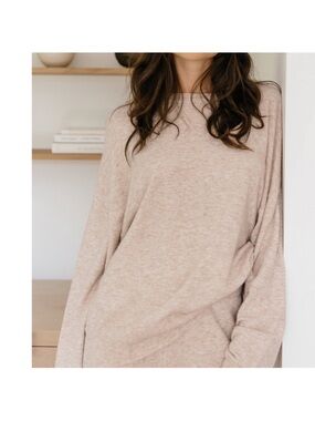 Jenni Kayne Oversized Long Sleeve Top in Light Beige